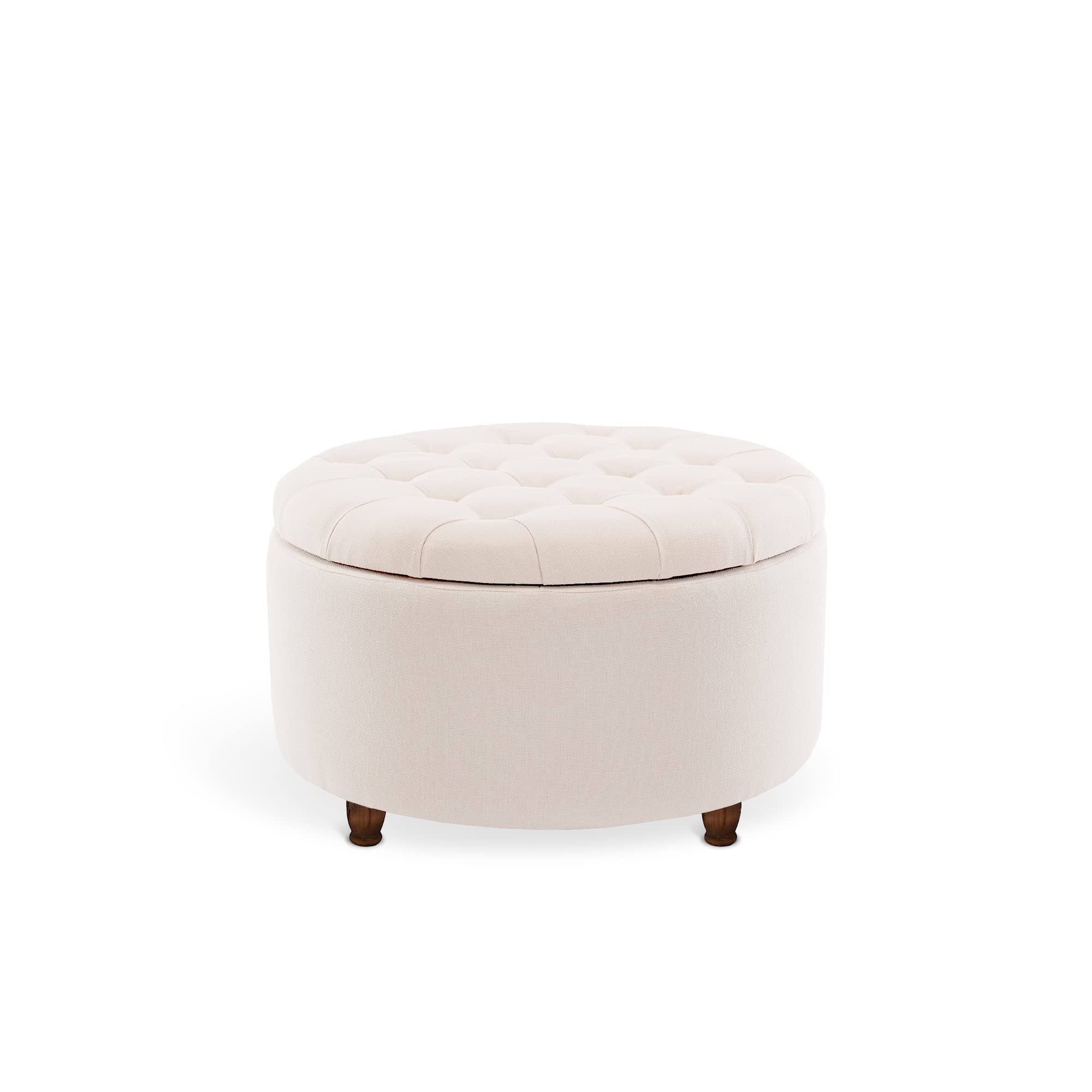 Modern Round Ottoman Footrest Stool - Luxurious Button Tufted Covered ...