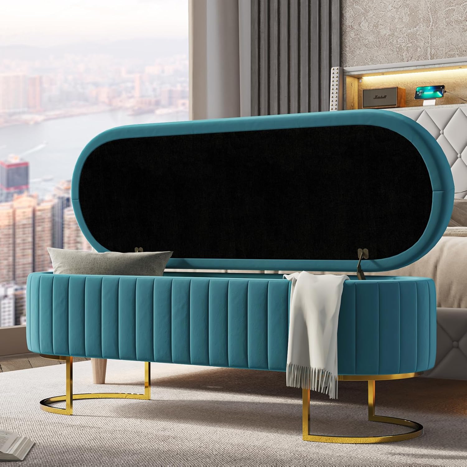 Tufted Velvet Ottoman